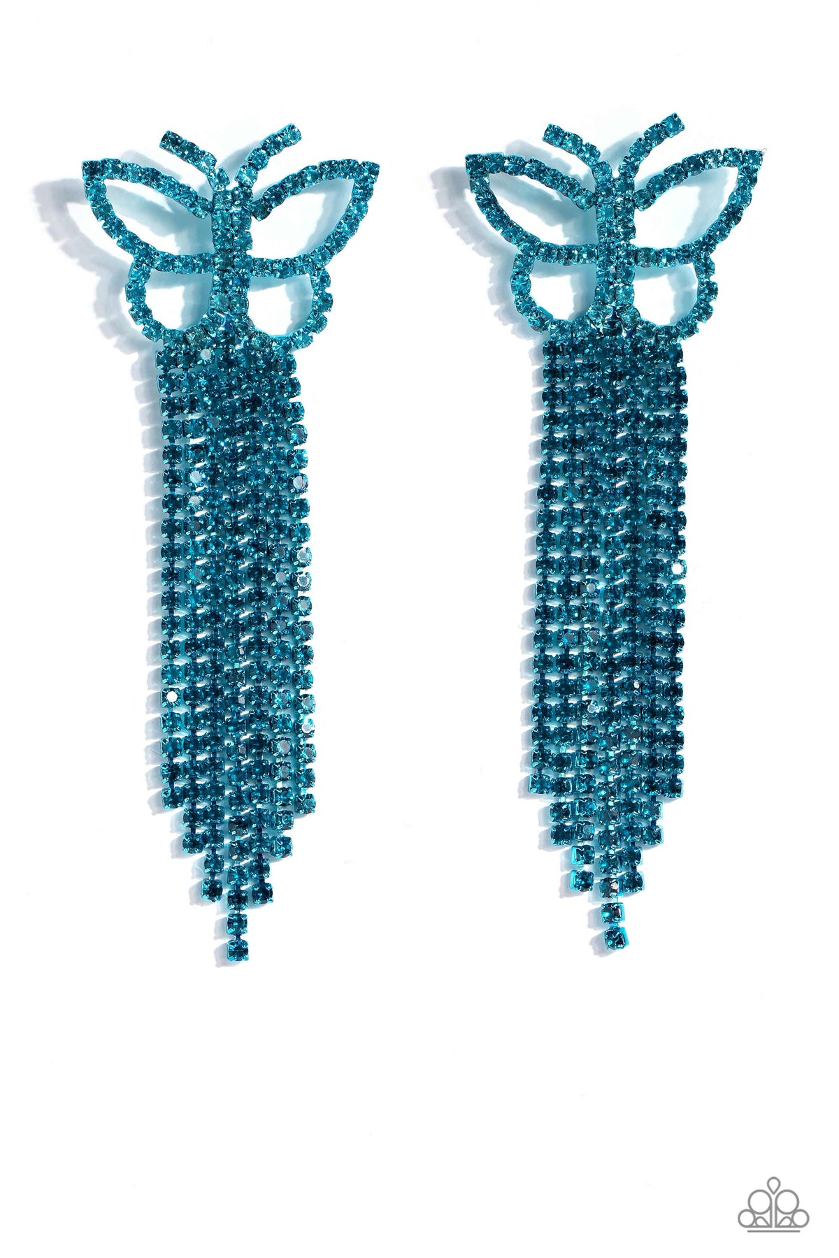 Billowing Butterflies Blue Earrings - Paparazzi Accessories- lightbox - CarasShop.com - Paparazzi Jewelry by Cara Jewels