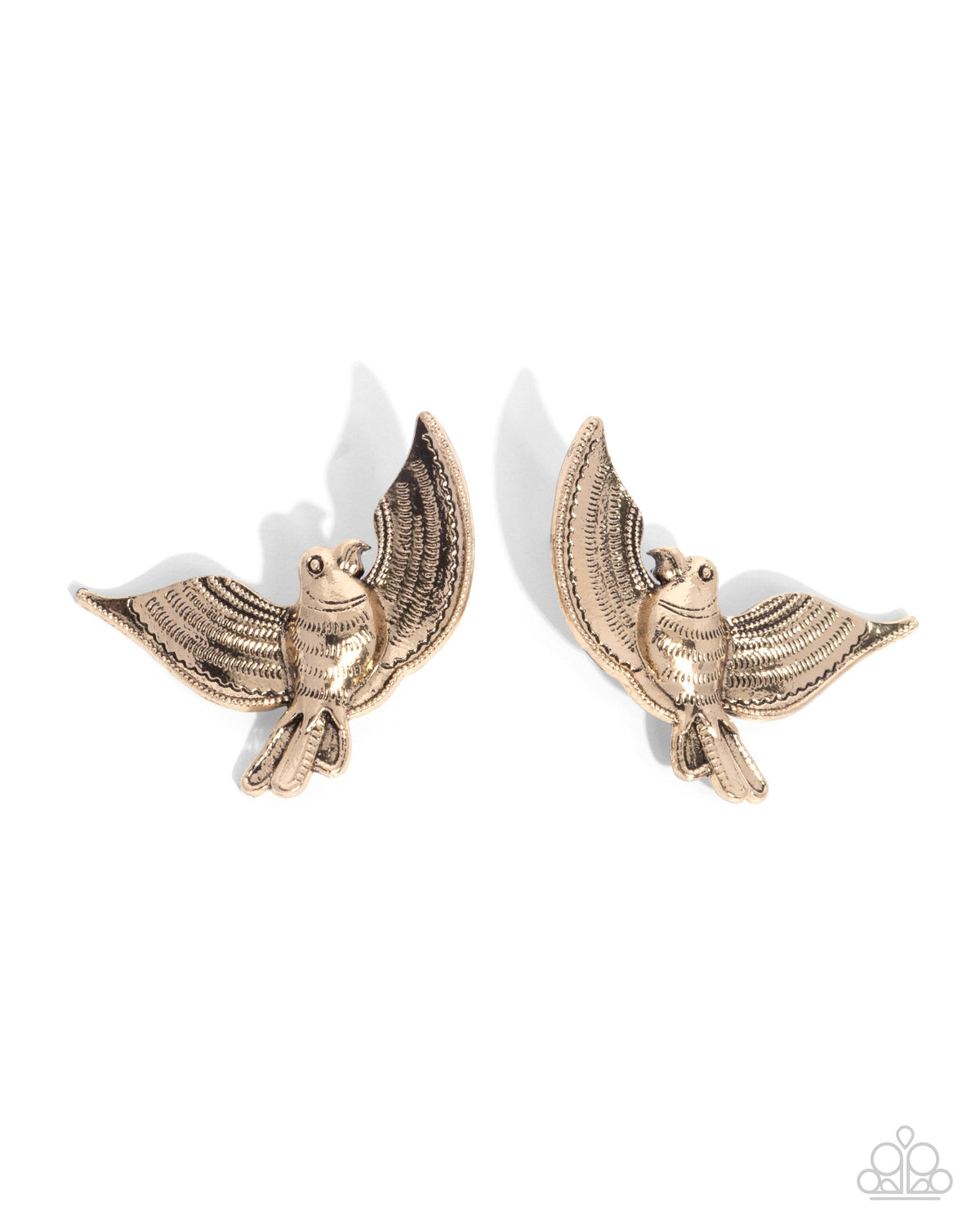 Bird of PLAY Antiqued Gold Post Earrings - Paparazzi Accessories- lightbox - CarasShop.com - Paparazzi Jewelry by Cara Jewels
