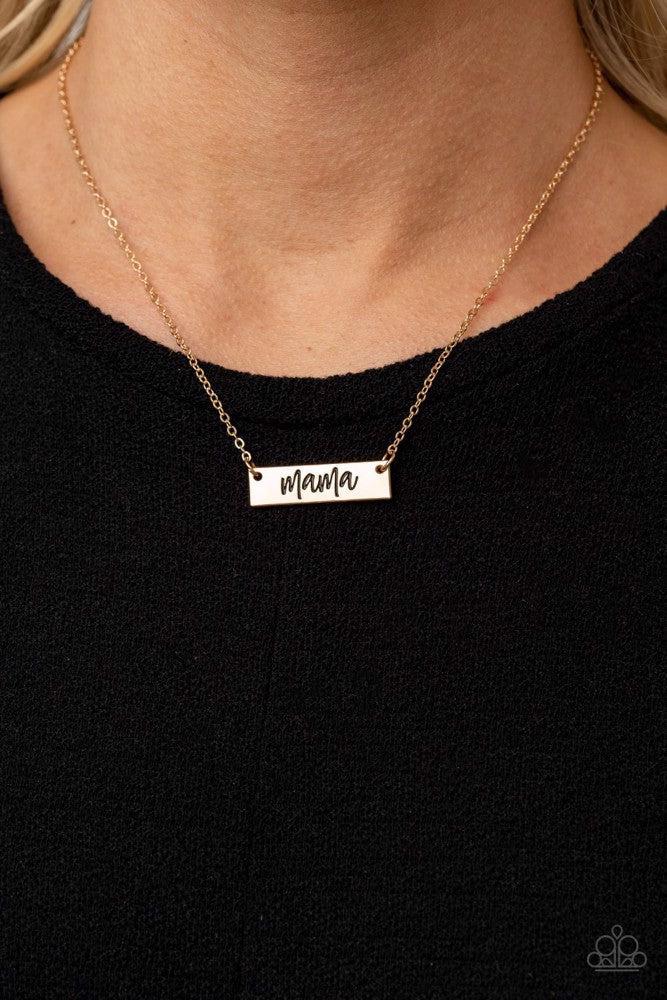 Blessed Mama Gold Necklace - Paparazzi Accessories- on model - CarasShop.com - Paparazzi Jewelry by Cara Jewels