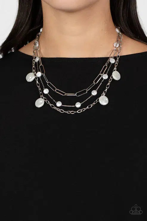 Blissful Ballad White Necklace - Paparazzi Accessories- lightbox - CarasShop.com - Paparazzi Jewelry by Cara Jewels