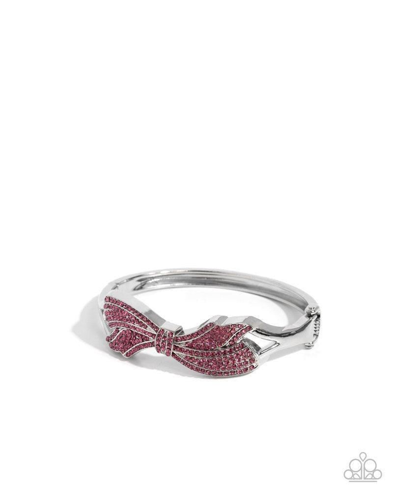 Blissful Bow Pink Bracelet - Paparazzi Accessories- lightbox - CarasShop.com - Paparazzi Jewelry by Cara Jewels
