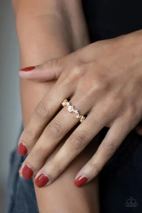 Blissfully Bella Gold Ring - Paparazzi Accessories- on model - CarasShop.com - Paparazzi Jewelry by Cara Jewels