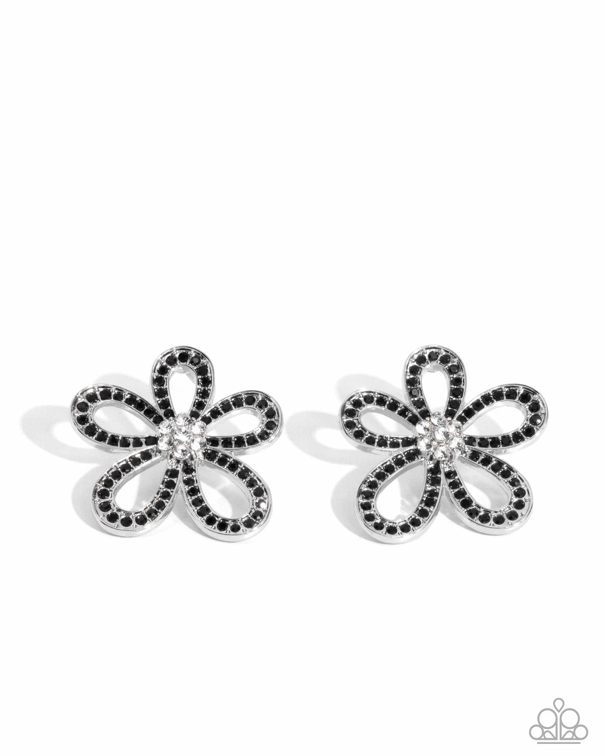Blooming Belle Black Floral Earrings - Paparazzi Accessories- lightbox - CarasShop.com - Paparazzi Jewelry by Cara Jewels