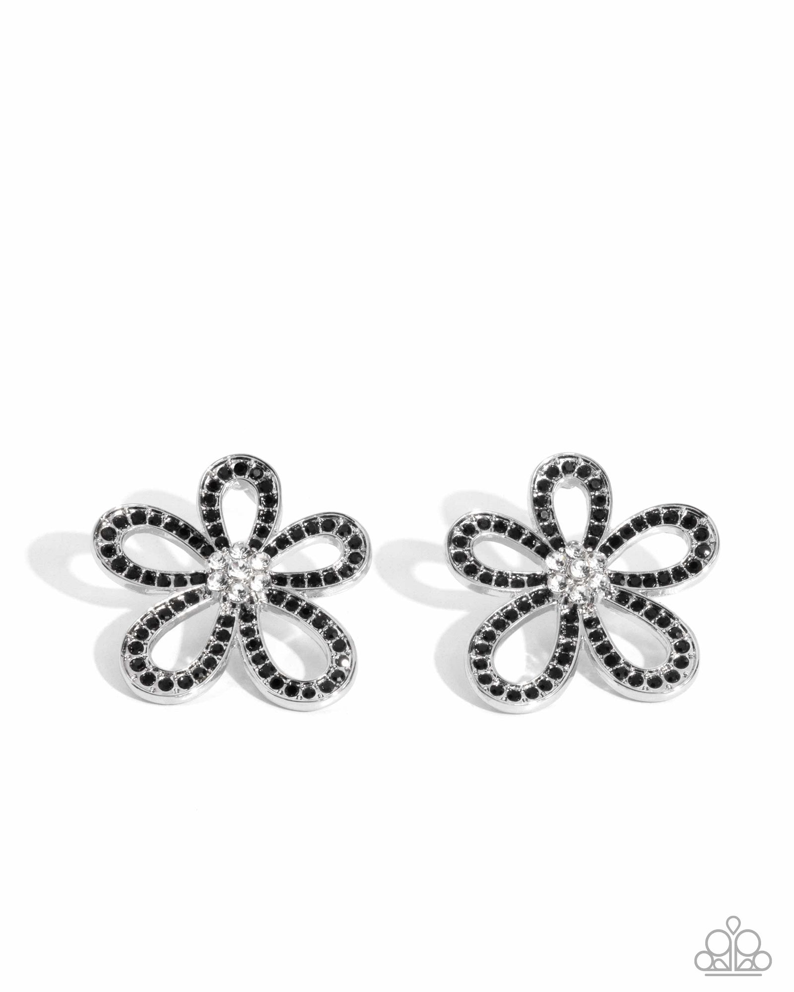 Blooming Belle Black Floral Earrings - Paparazzi Accessories- lightbox - CarasShop.com - Paparazzi Jewelry by Cara Jewels