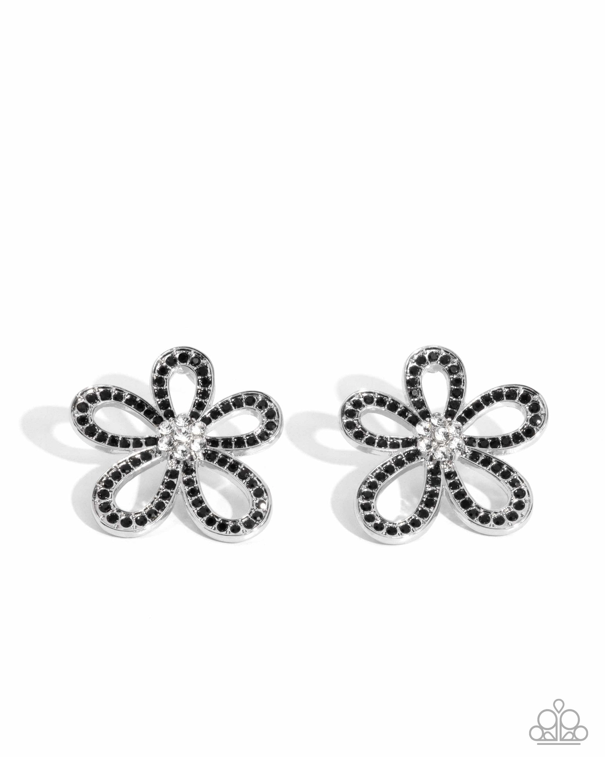 Blooming Belle Black Floral Earrings - Paparazzi Accessories- lightbox - CarasShop.com - Paparazzi Jewelry by Cara Jewels