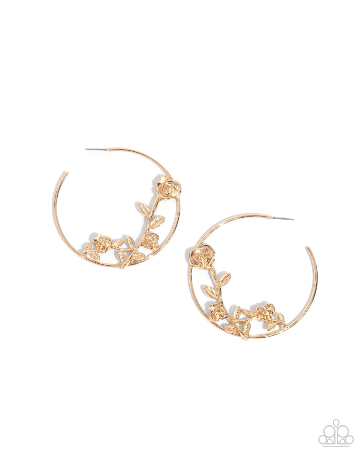 Blooming Benefit Gold Floral Hoop Earrings - Paparazzi Accessories- lightbox - CarasShop.com - Paparazzi Jewelry by Cara Jewels