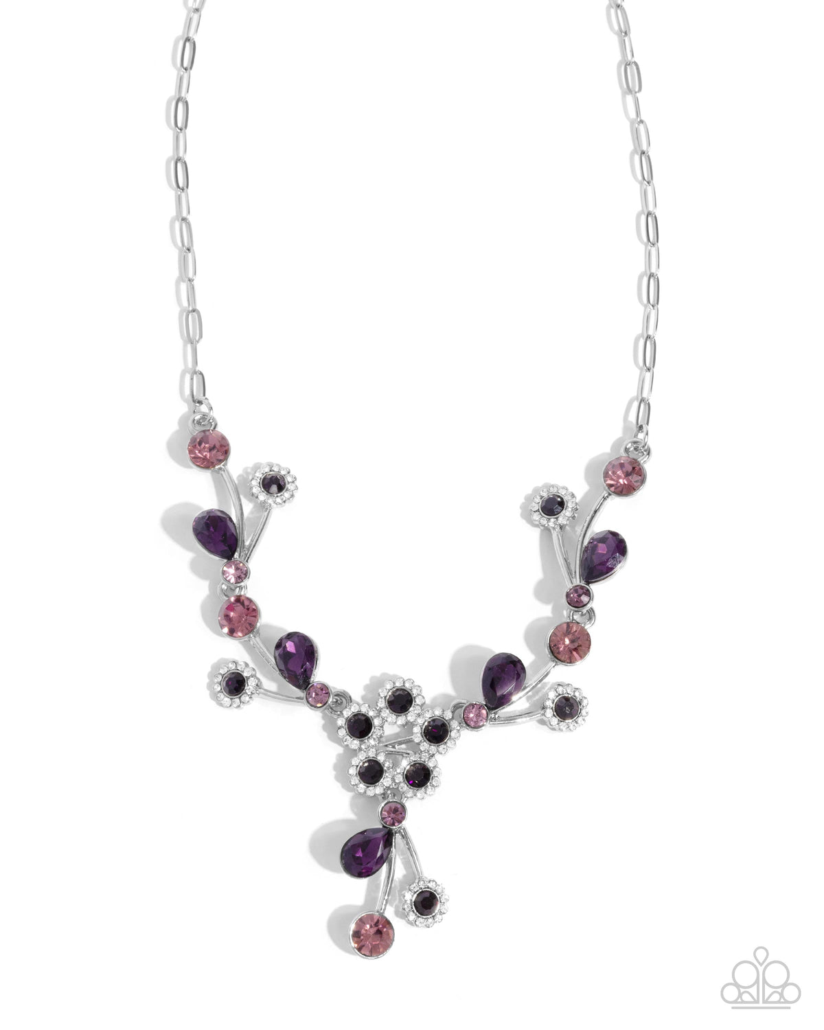 Blossom Queen Purple Rhinestone Floral Necklace - Paparazzi Accessories- lightbox - CarasShop.com - Paparazzi Jewelry by Cara Jewels
