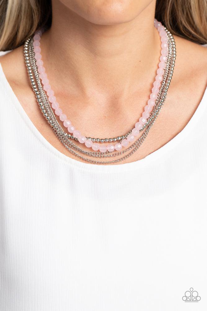 Boardwalk Babe Pink Necklace - Paparazzi Accessories- on model - CarasShop.com - Paparazzi Jewelry by Cara Jewels