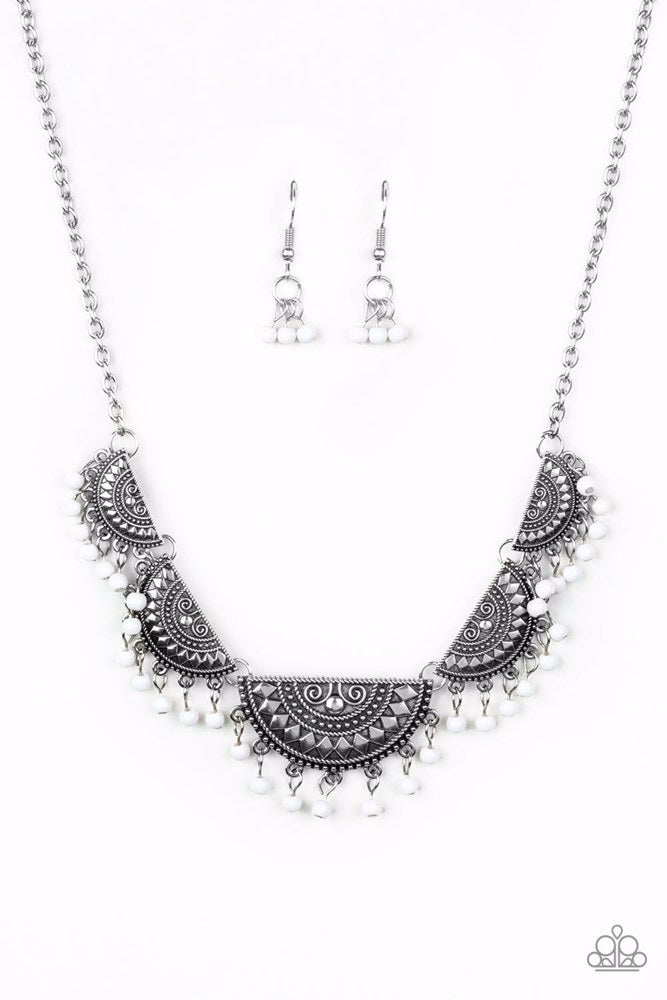 Boho Baby White Necklace - Paparazzi Accessories- lightbox - CarasShop.com - Paparazzi Jewelry by Cara Jewels