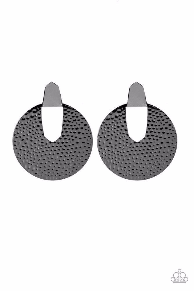Bold Intentions Black Post Earrings - Paparazzi Accessories- lightbox - CarasShop.com - Paparazzi Jewelry by Cara Jewels