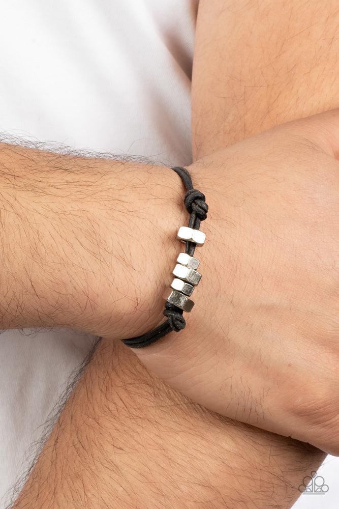 Bolt Out Black Bracelet - Paparazzi Accessories-on model - CarasShop.com - Paparazzi Jewelry by Cara Jewels