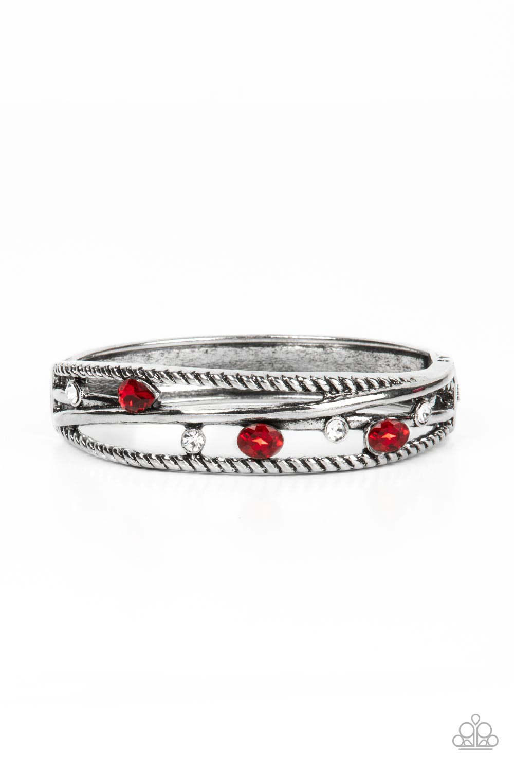 Bonus Bling Red Rhinestone Bracelet - Paparazzi Accessories- lightbox - CarasShop.com - Paparazzi Jewelry by Cara Jewels