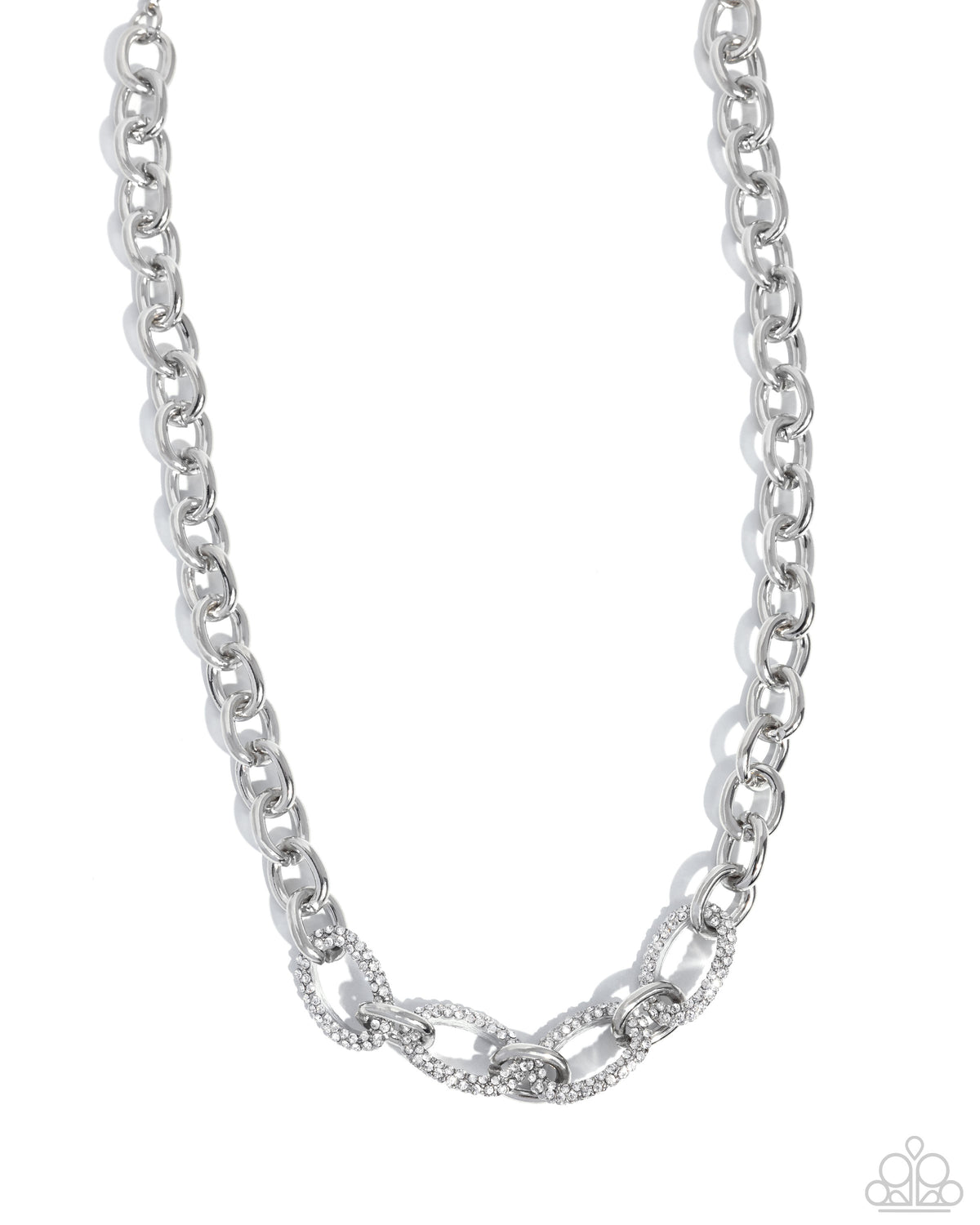 Boogie Bling White Rhinestone Chain Necklace - Paparazzi Accessories- lightbox - CarasShop.com - Paparazzi Jewelry by Cara Jewels
