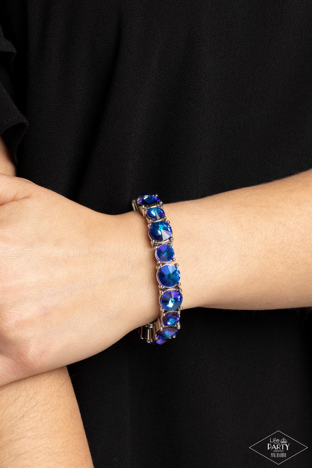 Born To Bedazzle Blue Oil Spill Rhinestone Bracelet - Paparazzi Accessories- lightbox - CarasShop.com - Paparazzi Jewelry by Cara Jewels