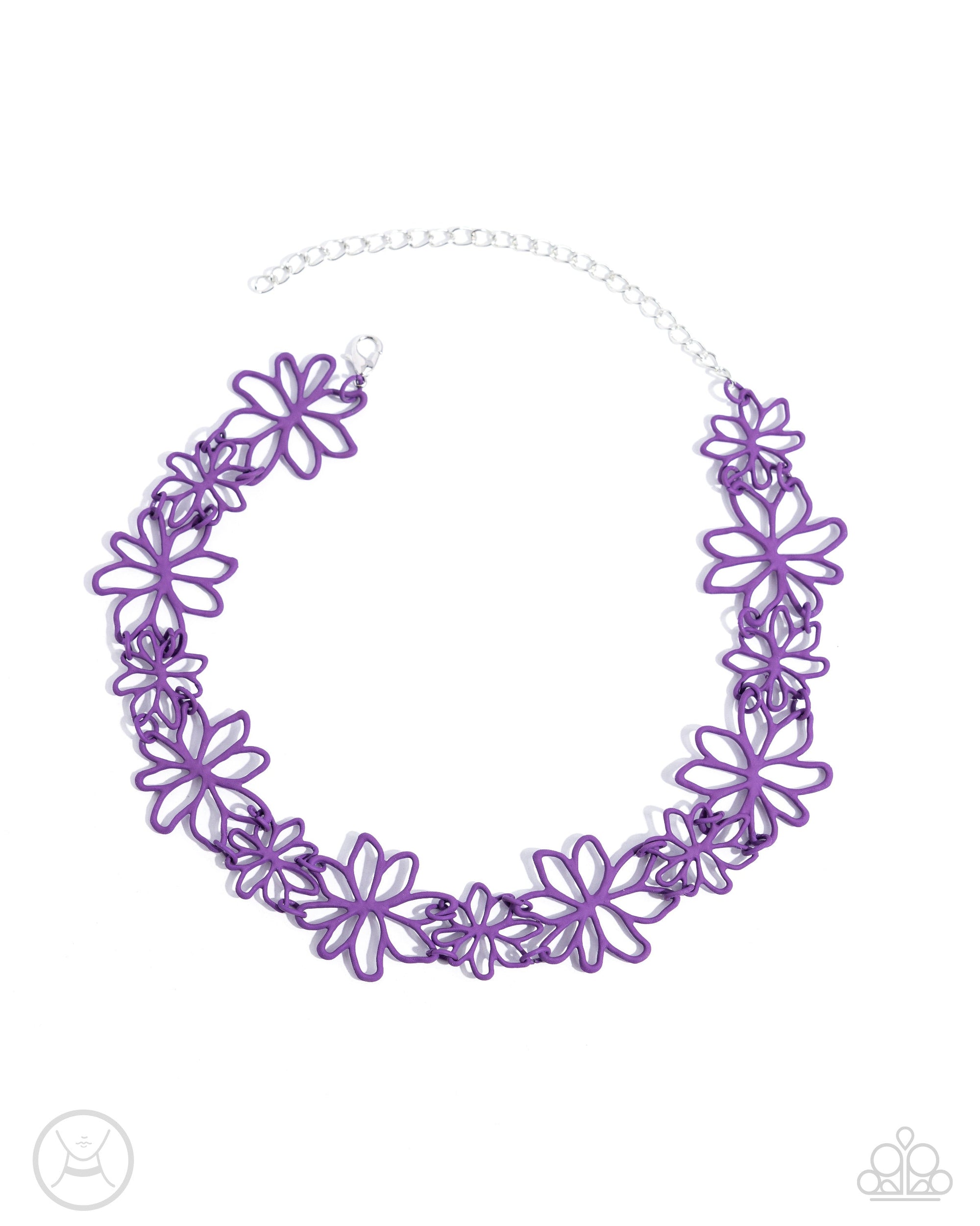 Bouquet Blend Purple Flower Choker Necklace - Paparazzi Accessories- lightbox - CarasShop.com - Paparazzi Jewelry by Cara Jewels
