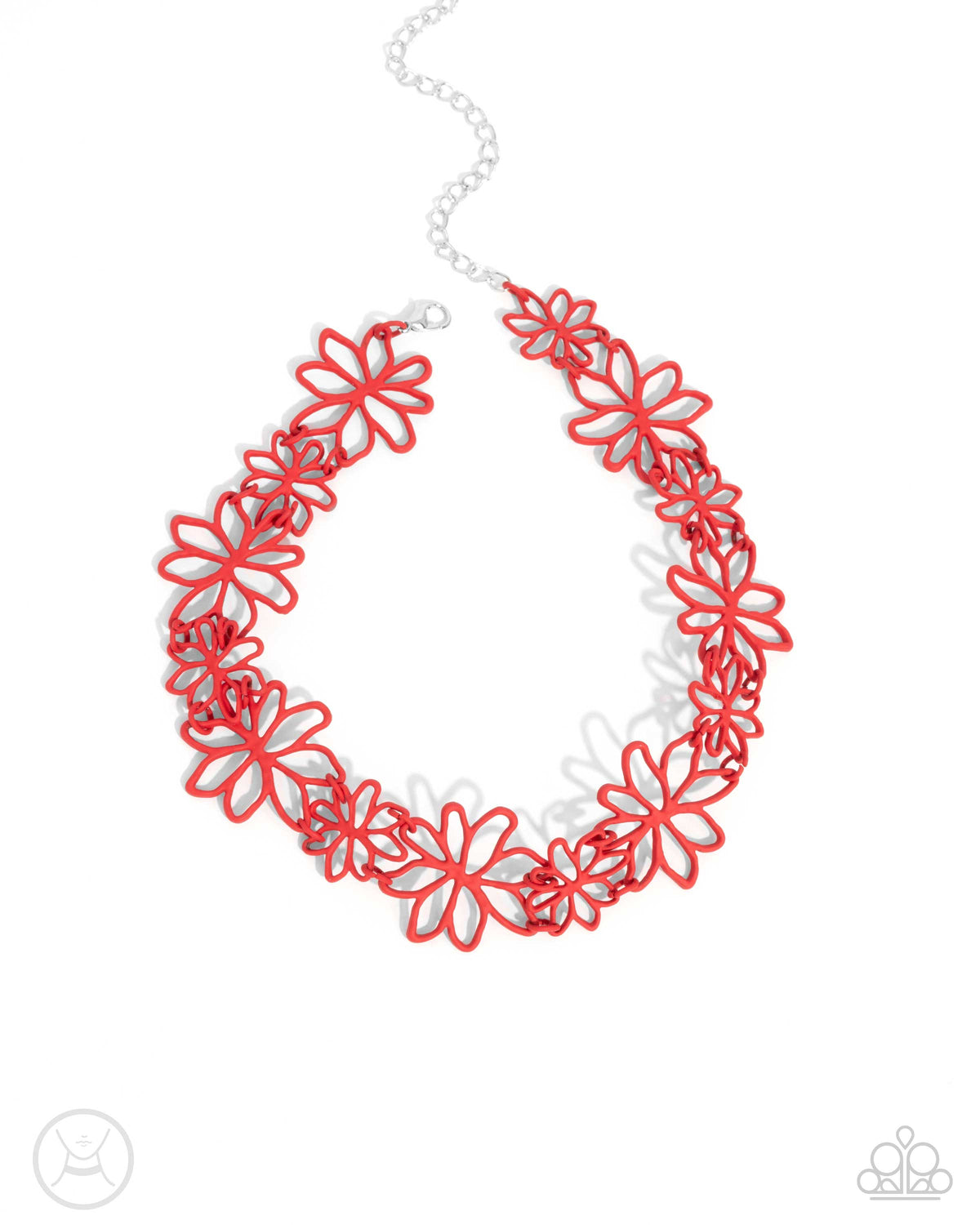 Bouquet Blend Red Floral Choker Necklace - Paparazzi Accessories- lightbox - CarasShop.com - Paparazzi Jewelry by Cara Jewels