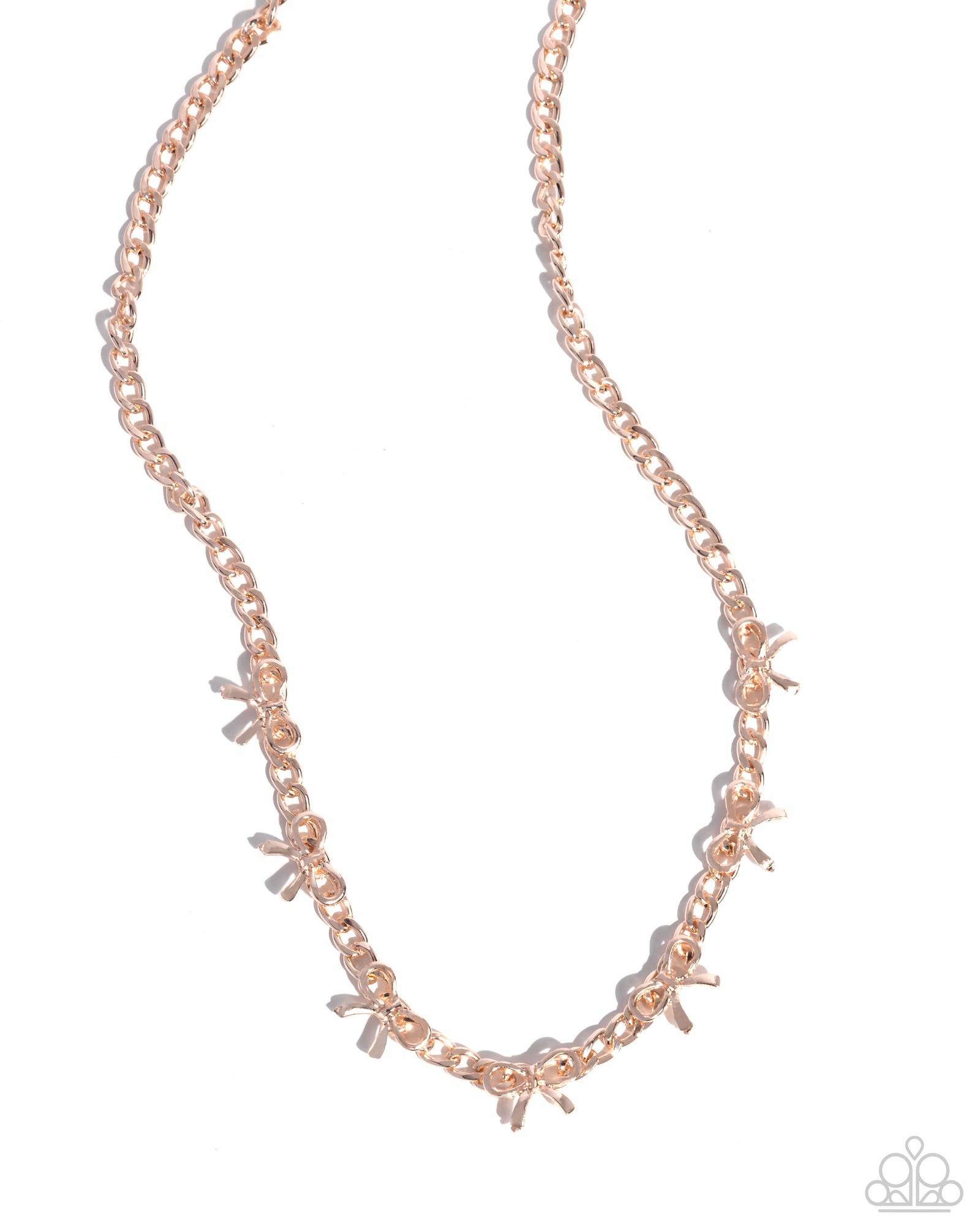 BOW the Knee Rose Gold Necklace - Paparazzi Accessories- lightbox - CarasShop.com - Paparazzi Jewelry by Cara Jewels