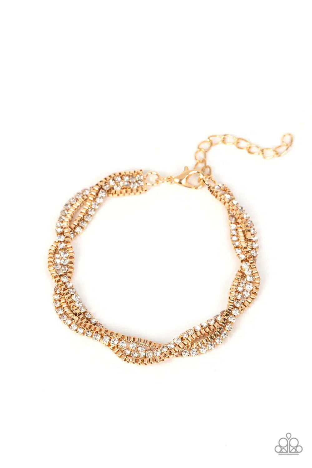 Box Office Bling Gold Bracelet - Paparazzi Accessories- lightbox - CarasShop.com - Paparazzi Jewelry by Cara Jewels
