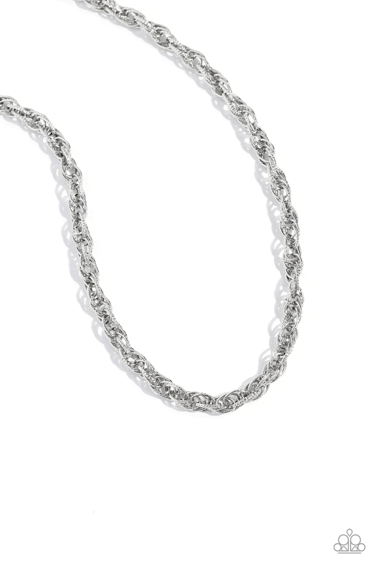 Braided Ballad Silver Chain Necklace - Paparazzi Accessories- lightbox - CarasShop.com - Paparazzi Jewelry by Cara Jewels