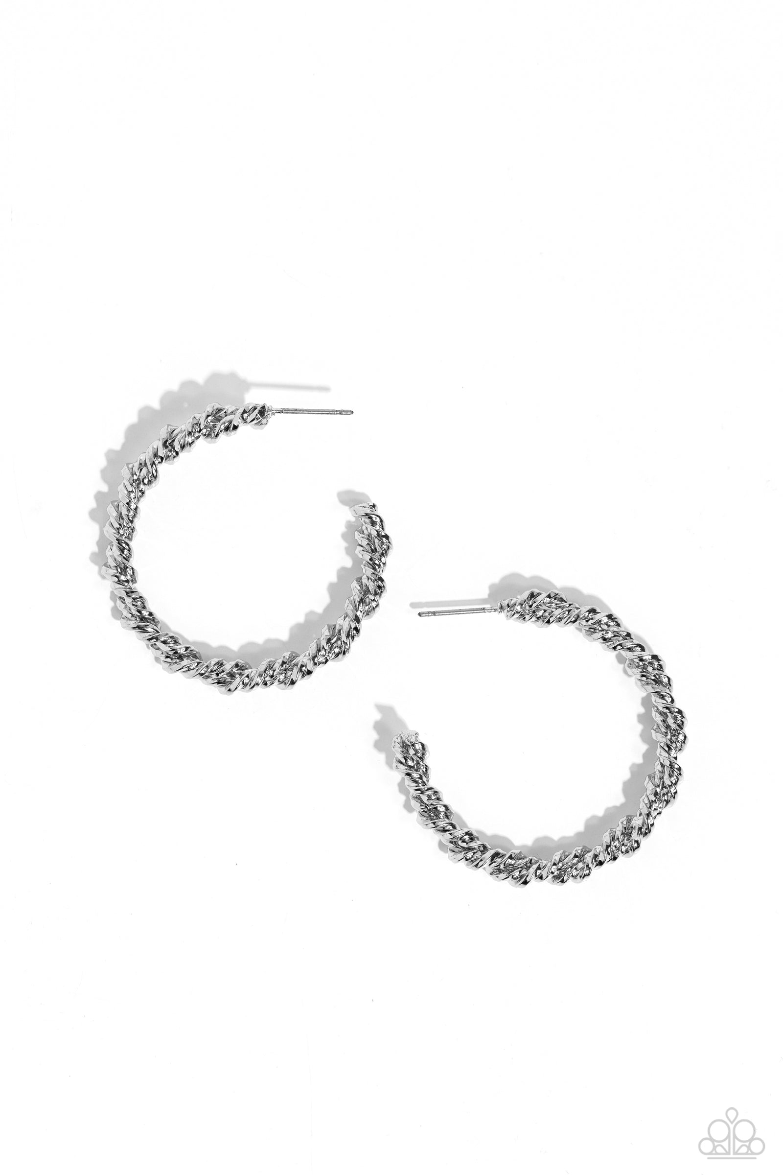 Braided Bravado Silver Earrings - Paparazzi Accessories- lightbox - CarasShop.com - Paparazzi Jewelry by Cara Jewels
