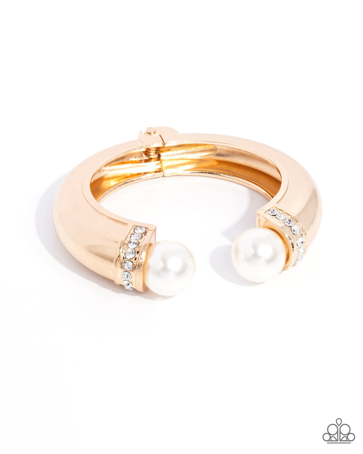 Breathtaking Balance Gold & White Pearl Bracelet - Paparazzi Accessories- lightbox - CarasShop.com - Paparazzi Jewelry by Cara Jewels