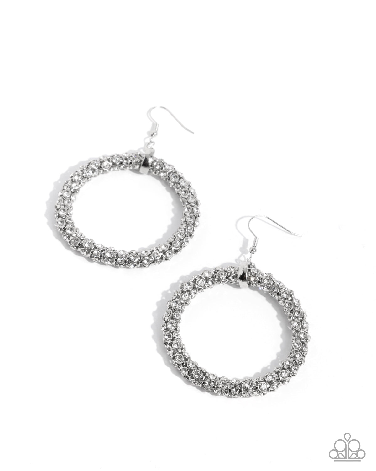 Breathtaking Beacon White Rhinestone Earrings - Paparazzi Accessories- lightbox - CarasShop.com - Paparazzi Jewelry by Cara Jewels