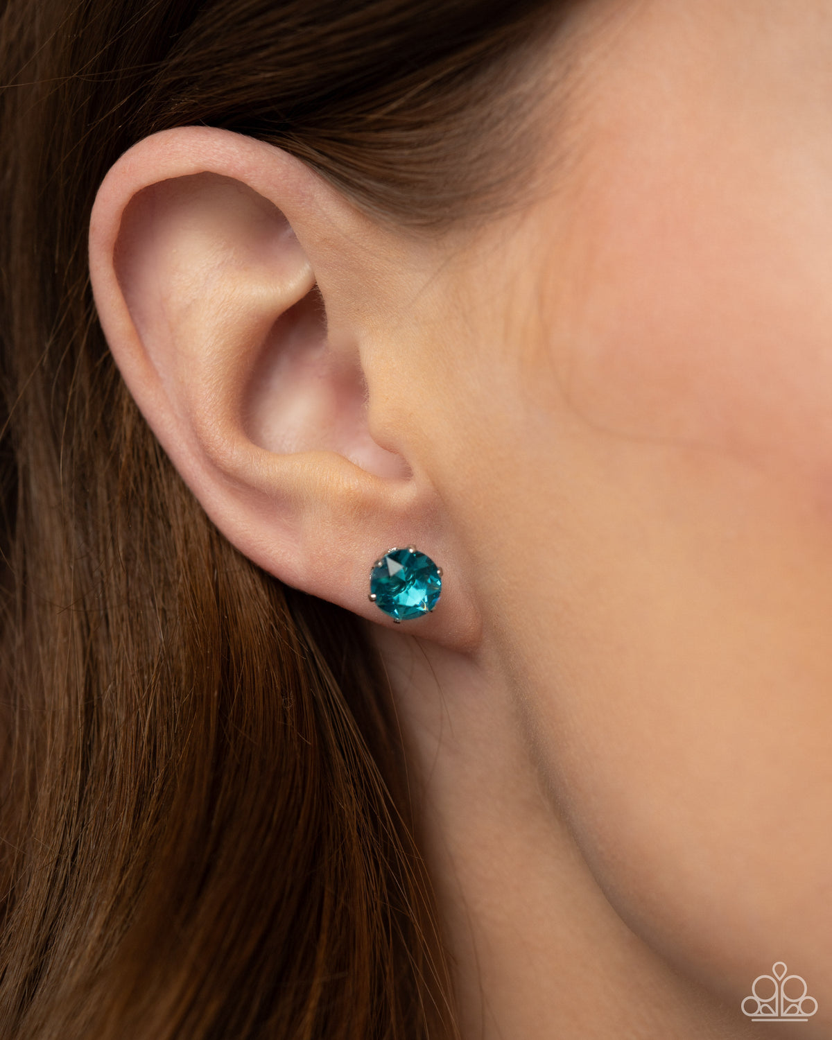 Breathtaking Birthstone (December) Turquoise Blue Rhinestone Earrings - Paparazzi Accessories- on model - CarasShop.com - Paparazzi Jewelry by Cara Jewels