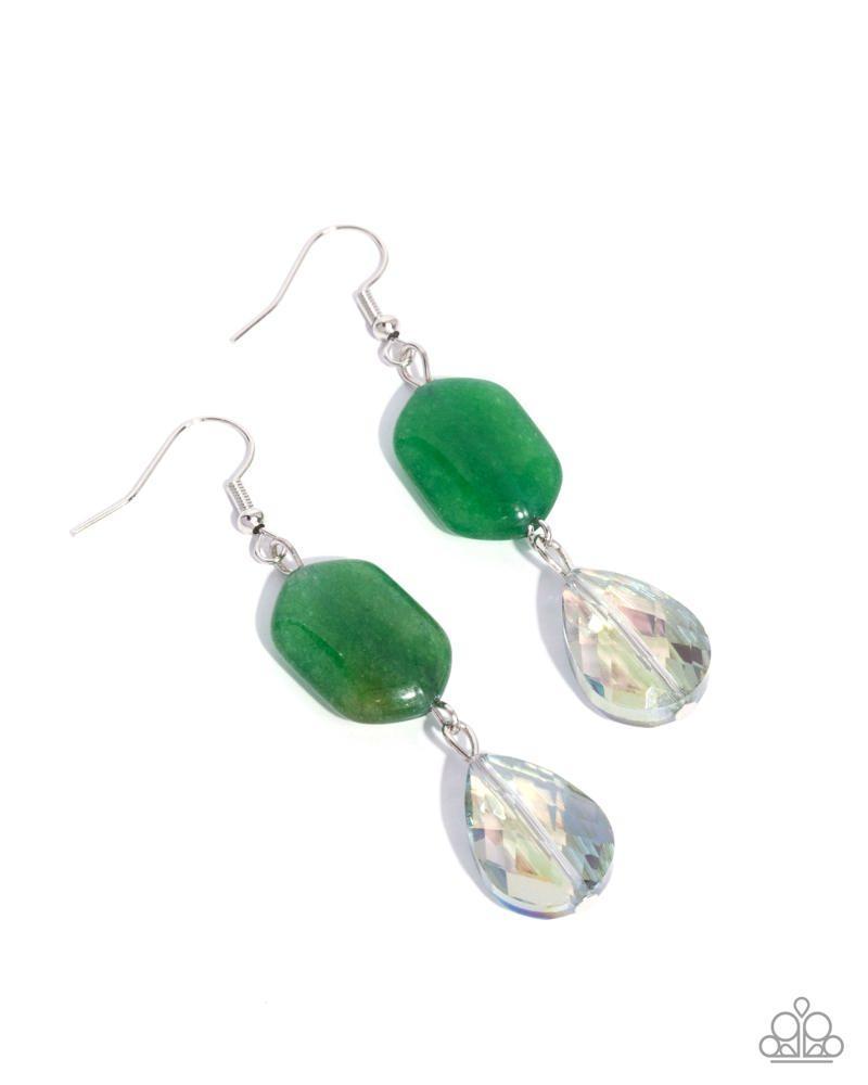 Brilliant Beauty Queen Green Earrings - Paparazzi Accessories- lightbox - CarasShop.com - Paparazzi Jewelry by Cara Jewels