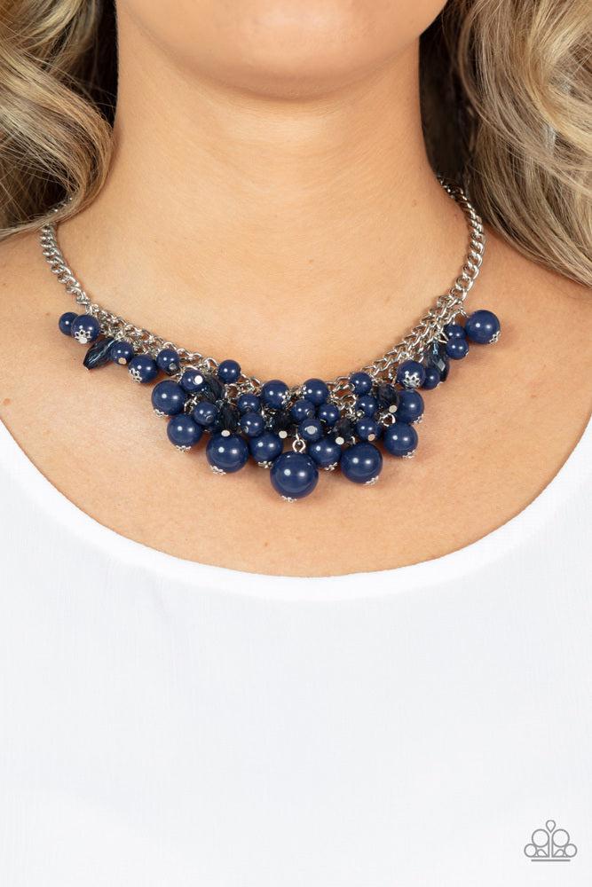 Broadway Bustle Blue Necklace - Paparazzi Accessories- on model - CarasShop.com - Paparazzi Jewelry by Cara Jewels