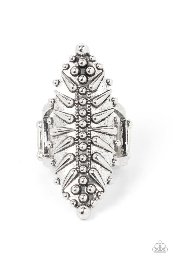 Bump, Set, Spike! Silver Ring - Paparazzi Accessories- lightbox - CarasShop.com - Paparazzi Jewelry by Cara Jewels