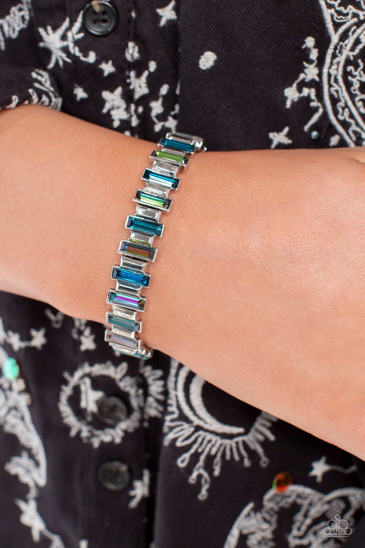 BURSTING the Midnight Oil Multi Bracelet - Paparazzi Accessories- on model - CarasShop.com - Paparazzi Jewelry by Cara Jewels