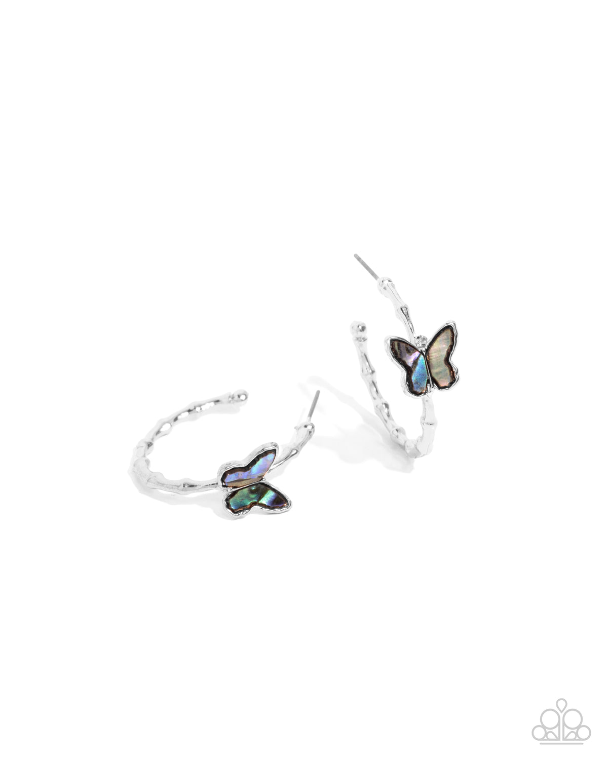 Butterfly Beginning Blue Hoop Earrings - Paparazzi Accessories- lightbox - CarasShop.com - Paparazzi Jewelry by Cara Jewels