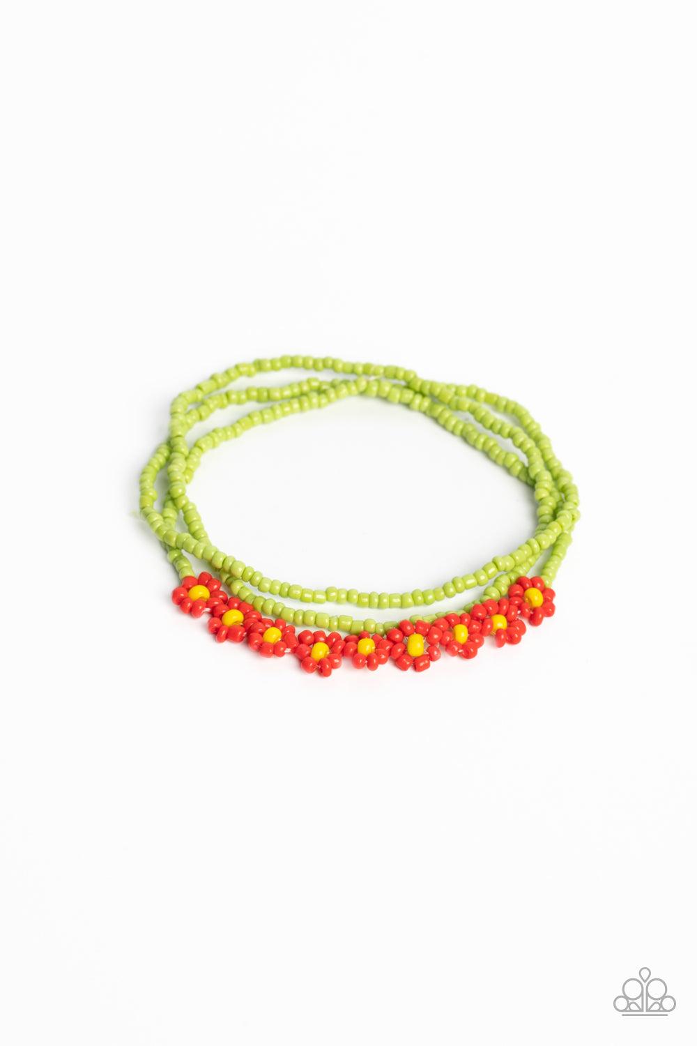 Buzzworthy Botanicals Red Bracelet - Paparazzi Accessories- lightbox - CarasShop.com - Paparazzi Jewelry by Cara Jewels