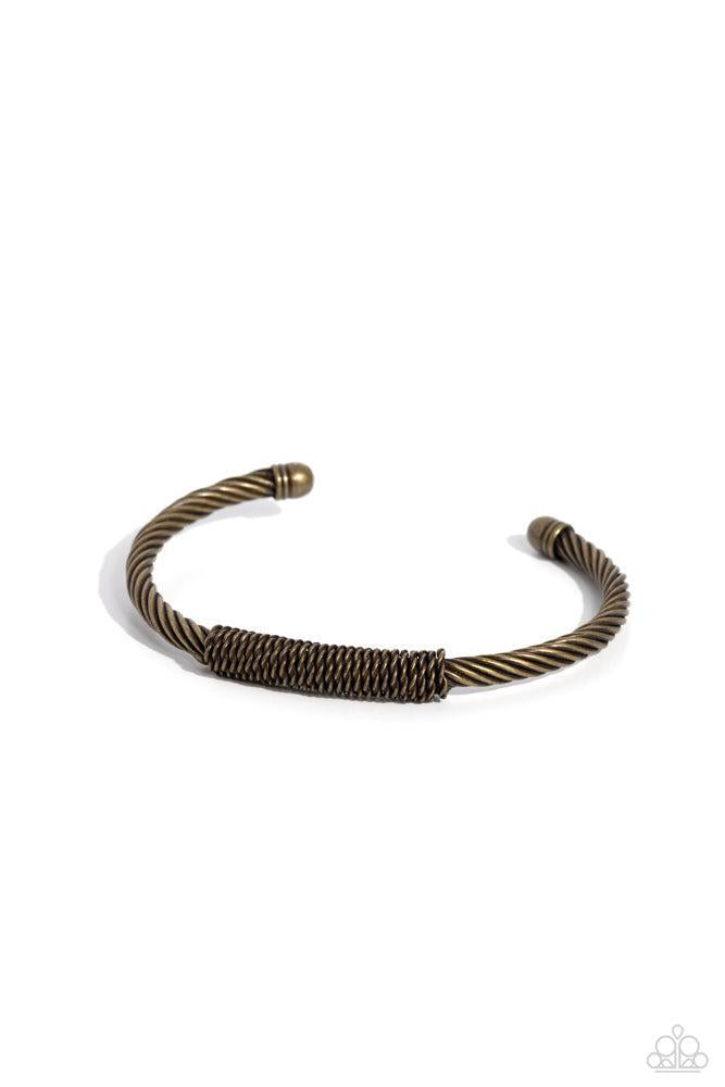 CABLE-Minded Brass Bracelet - Paparazzi Accessories- lightbox - CarasShop.com - Paparazzi Jewelry by Cara Jewels