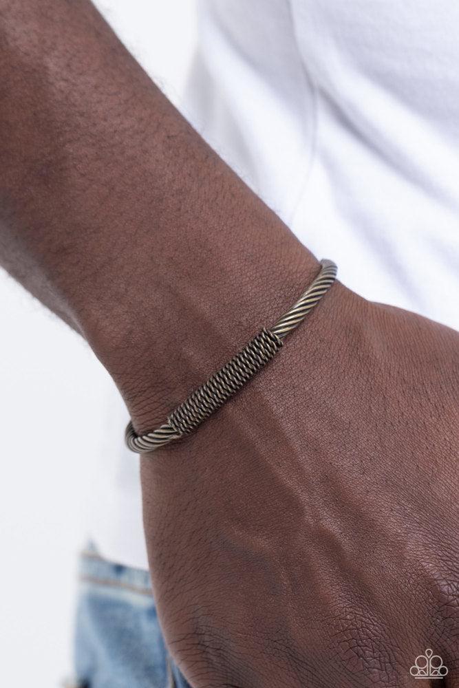 CABLE-Minded Brass Bracelet - Paparazzi Accessories- lightbox - CarasShop.com - Paparazzi Jewelry by Cara Jewels