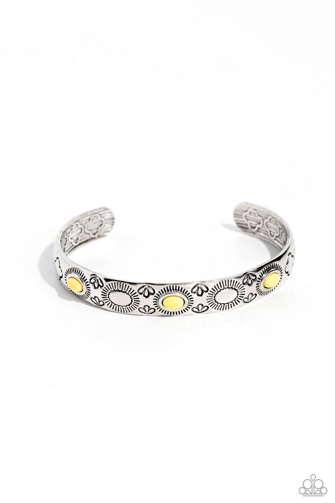Cactus Canopy Yellow Bracelet - Paparazzi Accessories- lightbox - CarasShop.com - Paparazzi Jewelry by Cara Jewels