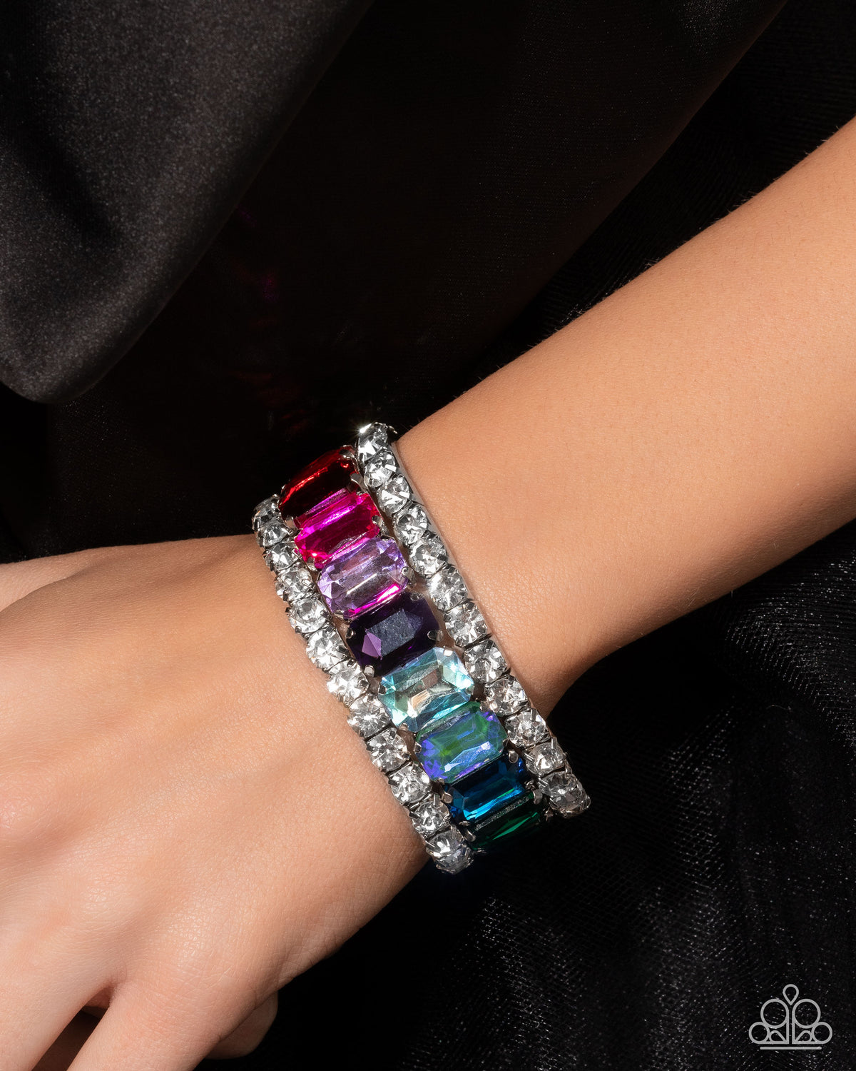 Candescent Caliber Multi Rhinestone Bracelet - Paparazzi Accessories- on model - CarasShop.com - Paparazzi Jewelry by Cara Jewels