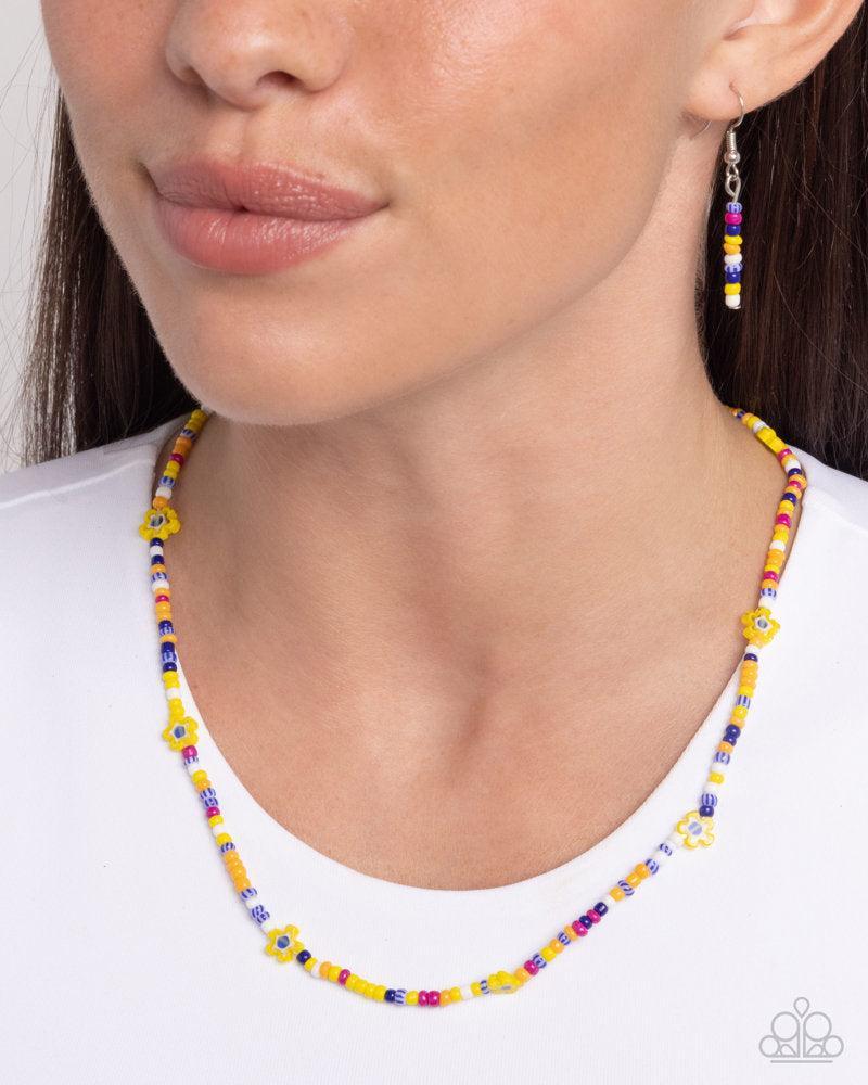 Candyland Craze Yellow Necklace - Paparazzi Accessories- on model - CarasShop.com - Paparazzi Jewelry by Cara Jewels