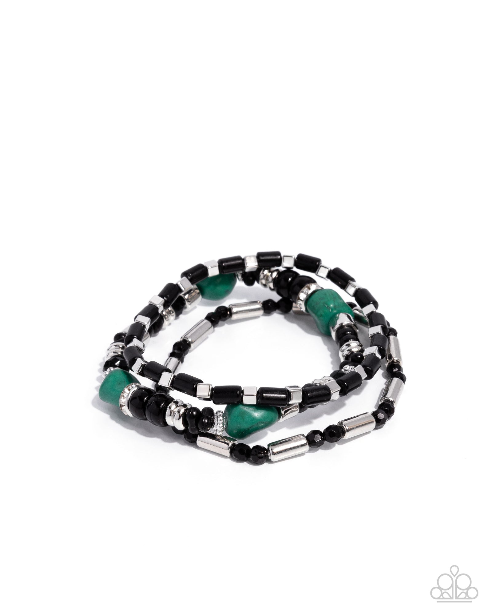 Canyon Caution Green & Black Bracelet - Paparazzi Accessories- lightbox - CarasShop.com - Paparazzi Jewelry by Cara Jewels
