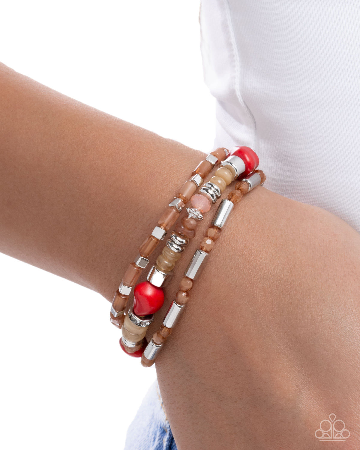 Canyon Caution Red Bracelet - Paparazzi Accessories-on model - CarasShop.com - Paparazzi Jewelry by Cara Jewels