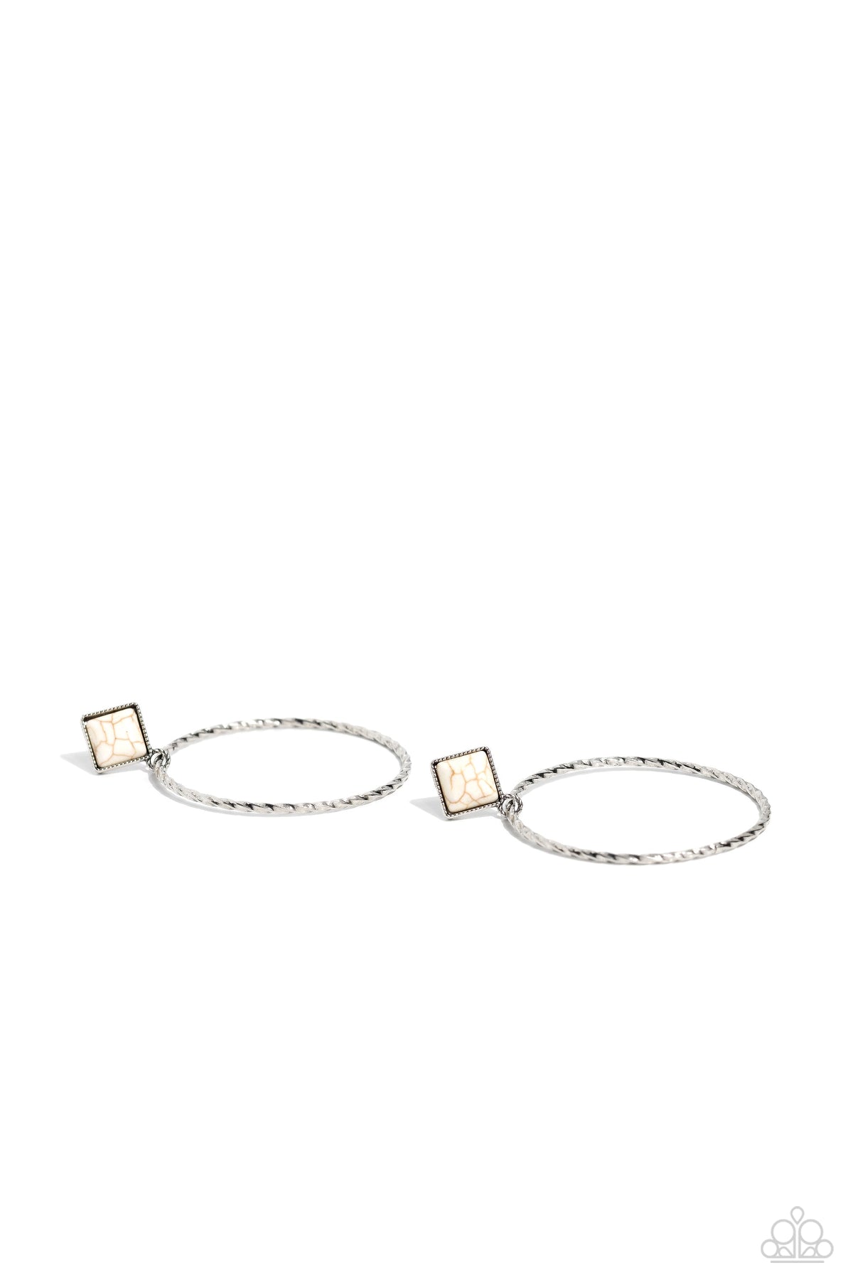 Canyon Circlet White Stone Earrings - Paparazzi Accessories- lightbox - CarasShop.com - Paparazzi Jewelry by Cara Jewels