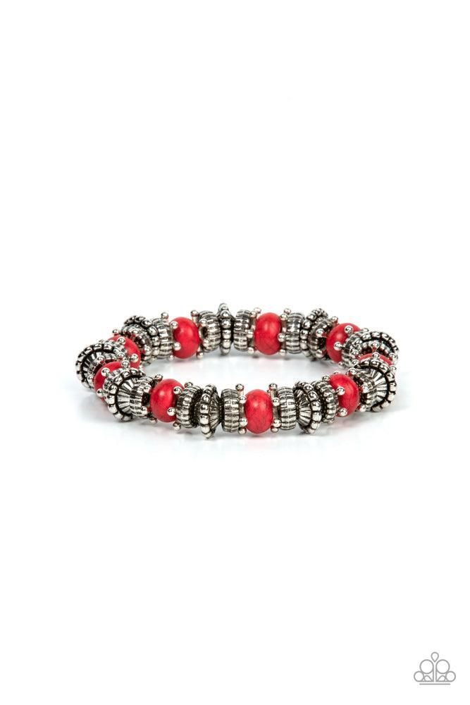 Canyon Crusher Red Bracelet - Paparazzi Accessories- lightbox - CarasShop.com - Paparazzi Jewelry by Cara Jewels