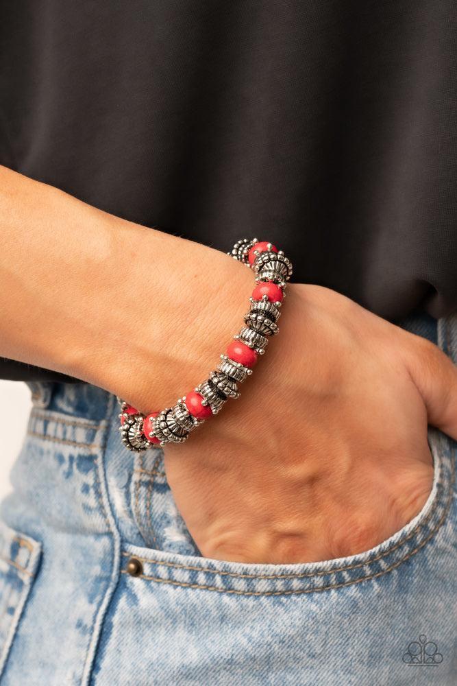 Canyon Crusher Red Bracelet - Paparazzi Accessories- on model - CarasShop.com - Paparazzi Jewelry by Cara Jewels