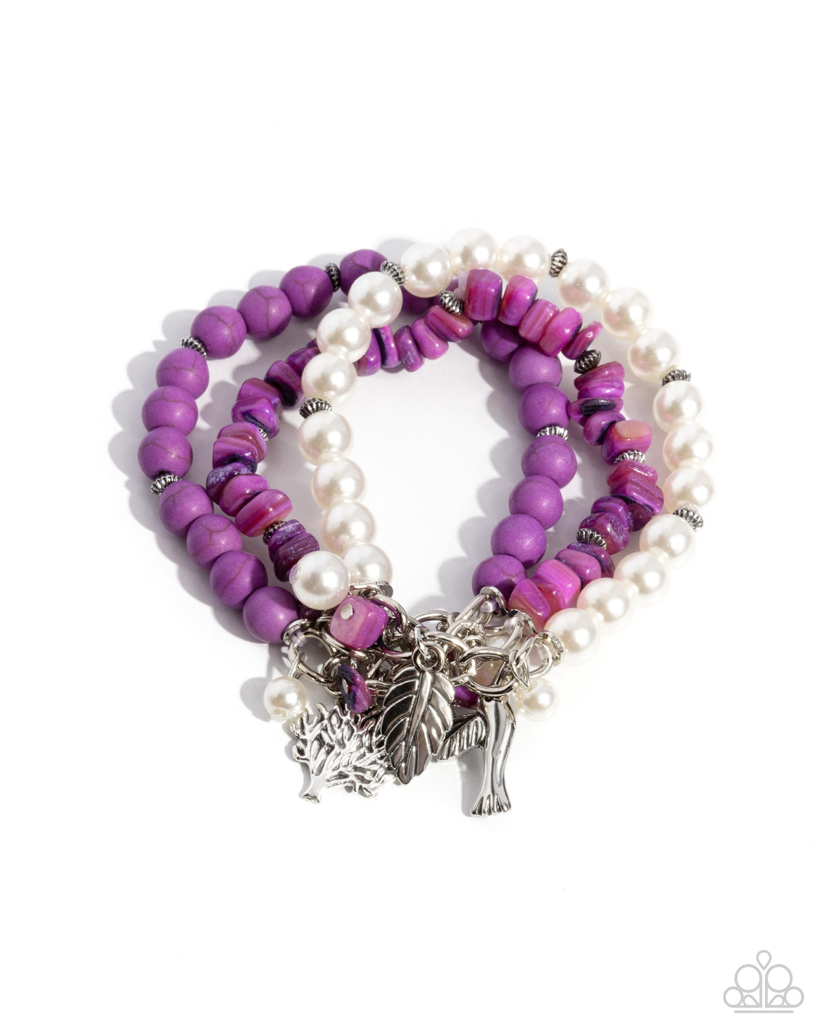 Canyonland Color Purple Stone & White Pearl Bracelet - Paparazzi Accessories- lightbox - CarasShop.com - Paparazzi Jewelry by Cara Jewels