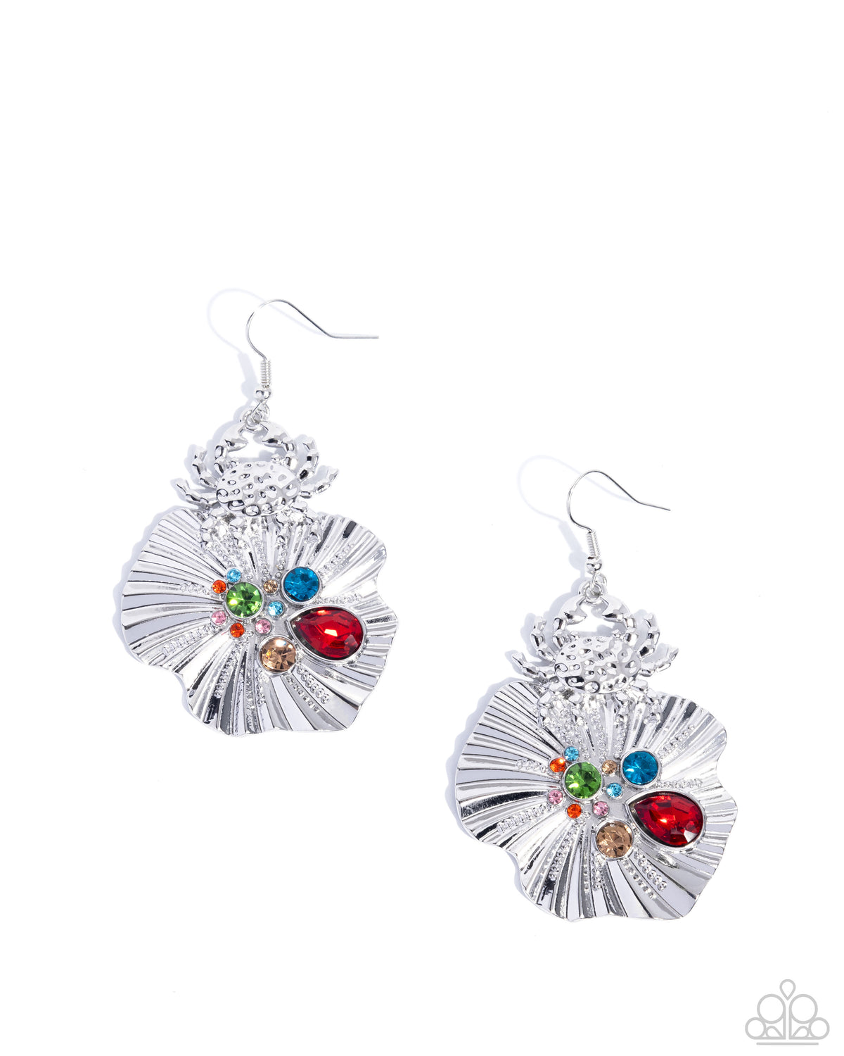 Capricious Crab Red & Silver Earrings - Paparazzi Accessories- lightbox - CarasShop.com - Paparazzi Jewelry by Cara Jewels