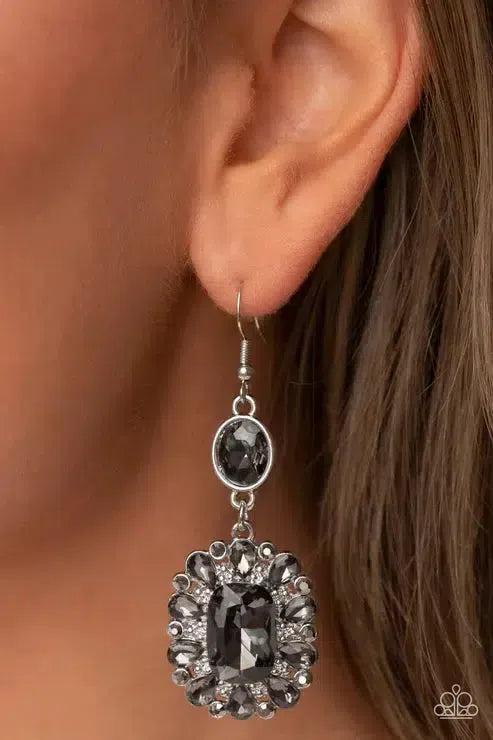 Capriciously Cosmopolitan Silver Earrings - Paparazzi Accessories-on model - CarasShop.com - Paparazzi Jewelry by Cara Jewels