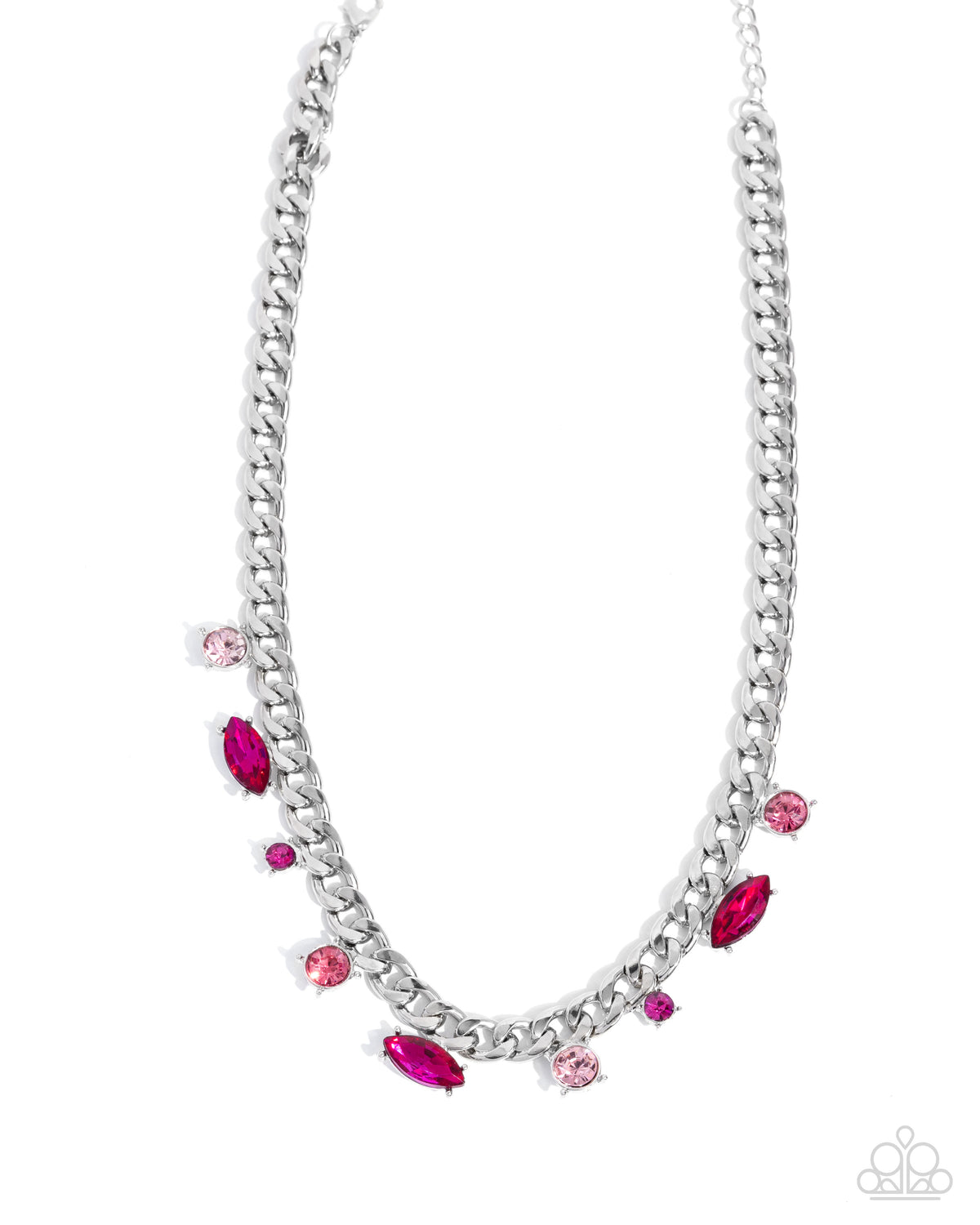 Captivating Chic - Captivating Chance Pink Rhinestone Necklace & Bracelet Set - Paparazzi Accessories- on model - CarasShop.com - Paparazzi Jewelry by Cara Jewels