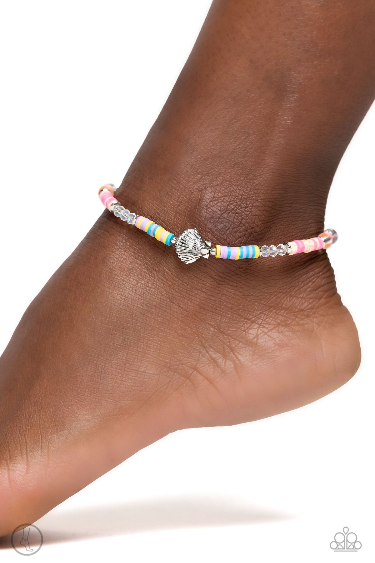 Carefree Coral Multi Anklet - Paparazzi Accessories- on model - CarasShop.com - Paparazzi Jewelry by Cara Jewels