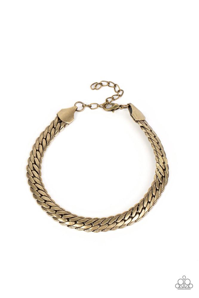 Cargo Couture Men's Brass Bracelet - Paparazzi Accessories- lightbox - CarasShop.com - Paparazzi Jewelry by Cara Jewels