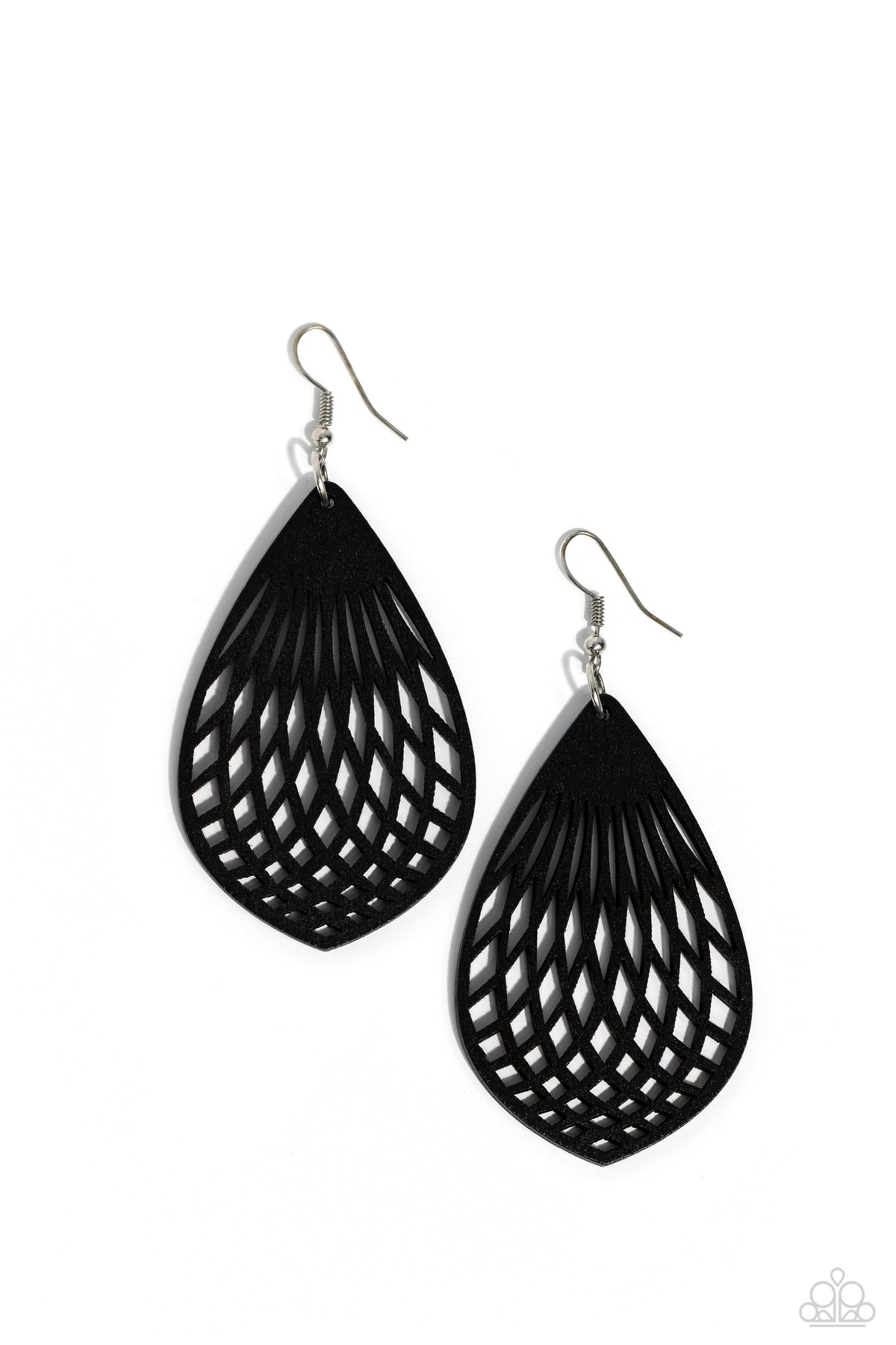Caribbean Coral Black Wood Earrings - Paparazzi Accessories- lightbox - CarasShop.com - Paparazzi Jewelry by Cara Jewels